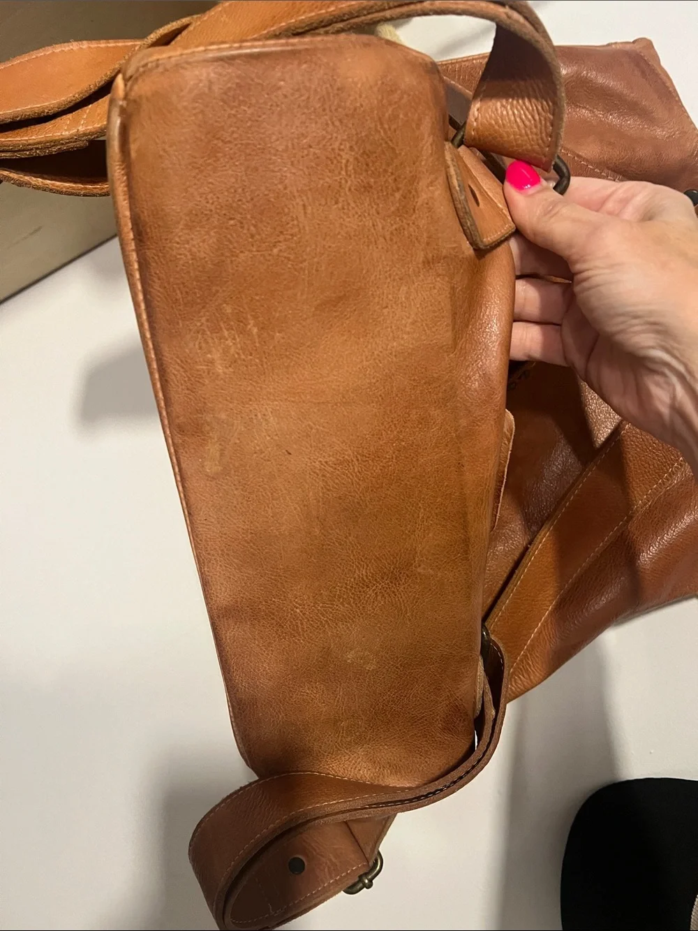 Bed Stu Tan Leather Fold-Top Backpack